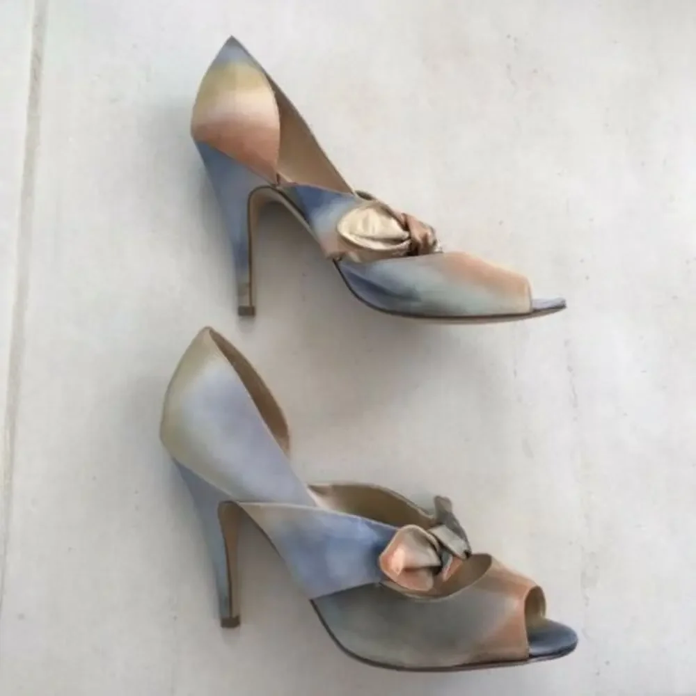Wittner Bay Watercolor Print D'Orsay Open Toe Heels